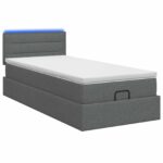 vidaXL Ottoman posteľ s matracom a LED Tmavosivá 80 x 200 cm Látka – Obrázok 7