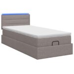 vidaXL Ottoman posteľ s matracom a LED Sivohnedá 80 x 200 cm Látka – Obrázok 7