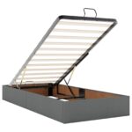 vidaXL Ottoman posteľ s matracom a LED Tmavosivá 90 x 190 cm Látka – Obrázok 4