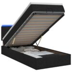vidaXL Ottoman posteľ s matracom a LED Čierna 90 x 190 cm Látka