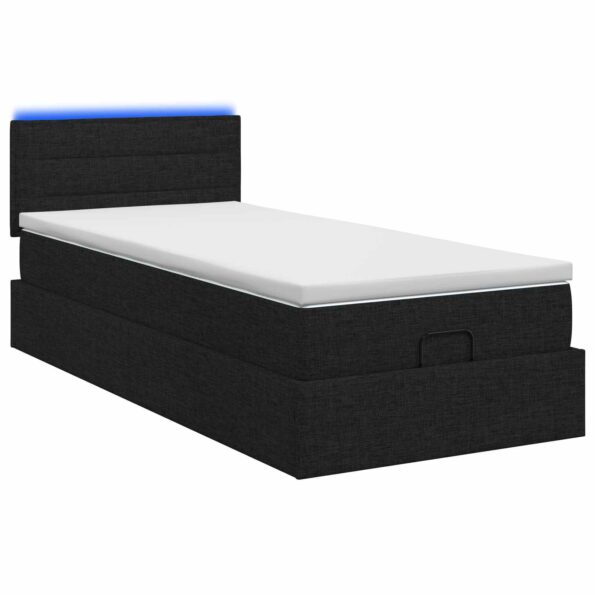 vidaXL Ottoman posteľ s matracom a LED Čierna 90 x 200 cm Látka – Obrázok 7