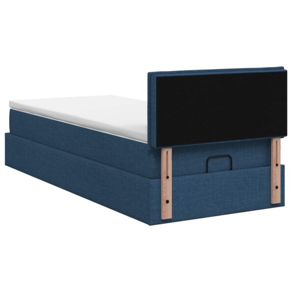 vidaXL Ottoman posteľ s matracom a LED Modrá 100 x 200 cm Látka – Obrázok 8