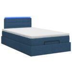 vidaXL Ottoman posteľ s matracom a LED Modrá 120 x 200 cm Látka – Obrázok 7