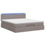 vidaXL Ottoman posteľ s matracom a LED Sivohnedá 140 x 190 cm Látka – Obrázok 7