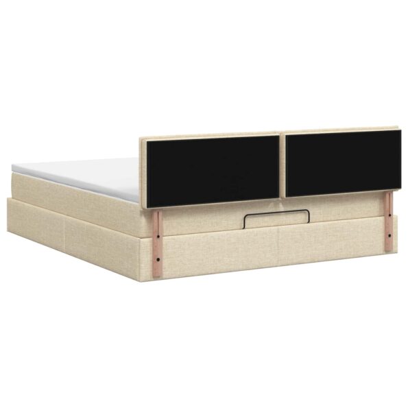 vidaXL Ottoman posteľ s matracom a LED Krémová 140 x 190 cm Látka – Obrázok 8