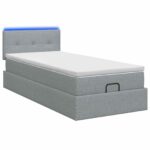 vidaXL Ottoman posteľ s matracom a LED Svetlosivá 90 x 190 cm Látka – Obrázok 7