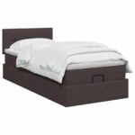 vidaXL Ottoman posteľ s matracom a LED Tmavohnedá 90 x 190 cm Látka – Obrázok 2