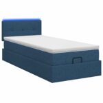 vidaXL Ottoman posteľ s matracom a LED Modrá 90 x 190 cm Látka – Obrázok 7