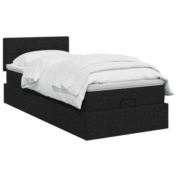 vidaXL Ottoman posteľ s matracom a LED Čierna 90 x 200 cm Látka – Obrázok 2