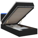 vidaXL Ottoman posteľ s matracom a LED Čierna 100 x 200 cm Látka