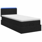 vidaXL Ottoman posteľ s matracom a LED Čierna 100 x 200 cm Látka – Obrázok 7