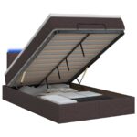 vidaXL Ottoman posteľ s matracom a LED Tmavohnedá 120 x 190 cm Látka