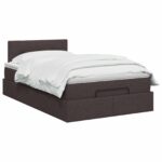 vidaXL Ottoman posteľ s matracom a LED Tmavohnedá 120 x 190 cm Látka – Obrázok 2
