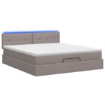 vidaXL Ottoman posteľ s matracom a LED Sivohnedá 180 x 200 cm Látka – Obrázok 7