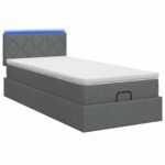 vidaXL Ottoman posteľ s matracom a LED Tmavosivá 80 x 200 cm Látka – Obrázok 7
