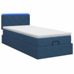 vidaXL Ottoman posteľ s matracom a LED Modrá 80 x 200 cm Látka – Obrázok 7
