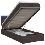 vidaXL Ottoman posteľ s matracom a LED Tmavohnedá 90 x 190 cm Látka