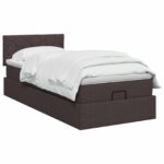 vidaXL Ottoman posteľ s matracom a LED Tmavohnedá 90 x 190 cm Látka – Obrázok 2