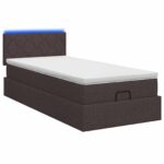 vidaXL Ottoman posteľ s matracom a LED Tmavohnedá 90 x 190 cm Látka – Obrázok 7
