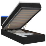 vidaXL Ottoman posteľ s matracom a LED Čierna 100 x 200 cm Látka