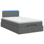 vidaXL Ottoman posteľ s matracom a LED Tmavosivá 120 x 200 cm Látka – Obrázok 7