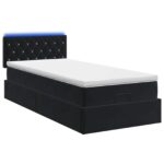 vidaXL Ottoman posteľ s matracom a LED Čierna 80 x 200 cm Zamat – Obrázok 7