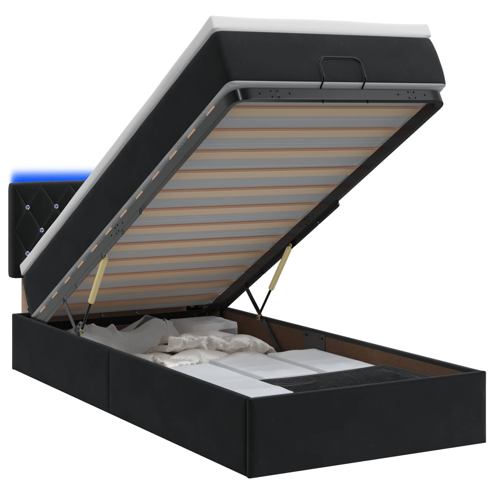 3457037_1.jpg vidaXL Ottoman posteľ s matracom a LED Čierna 90 x 190 cm Zamat – Obrázok 1