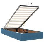 vidaXL Ottoman posteľ s matracom a LED Tmavo modrá 90 x 190 cm Zamat – Obrázok 4