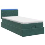 vidaXL Ottoman posteľ s matracom a LED Tmavozelená 90 x 200 cm Zamat – Obrázok 7