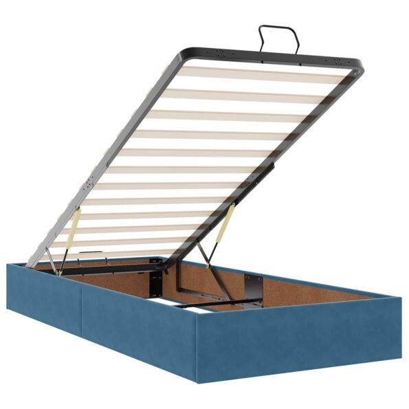 vidaXL Ottoman posteľ s matracom a LED Tmavo modrá 100 x 200 cm Zamat – Obrázok 4