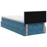 vidaXL Ottoman posteľ s matracom a LED Tmavo modrá 100 x 200 cm Zamat – Obrázok 8