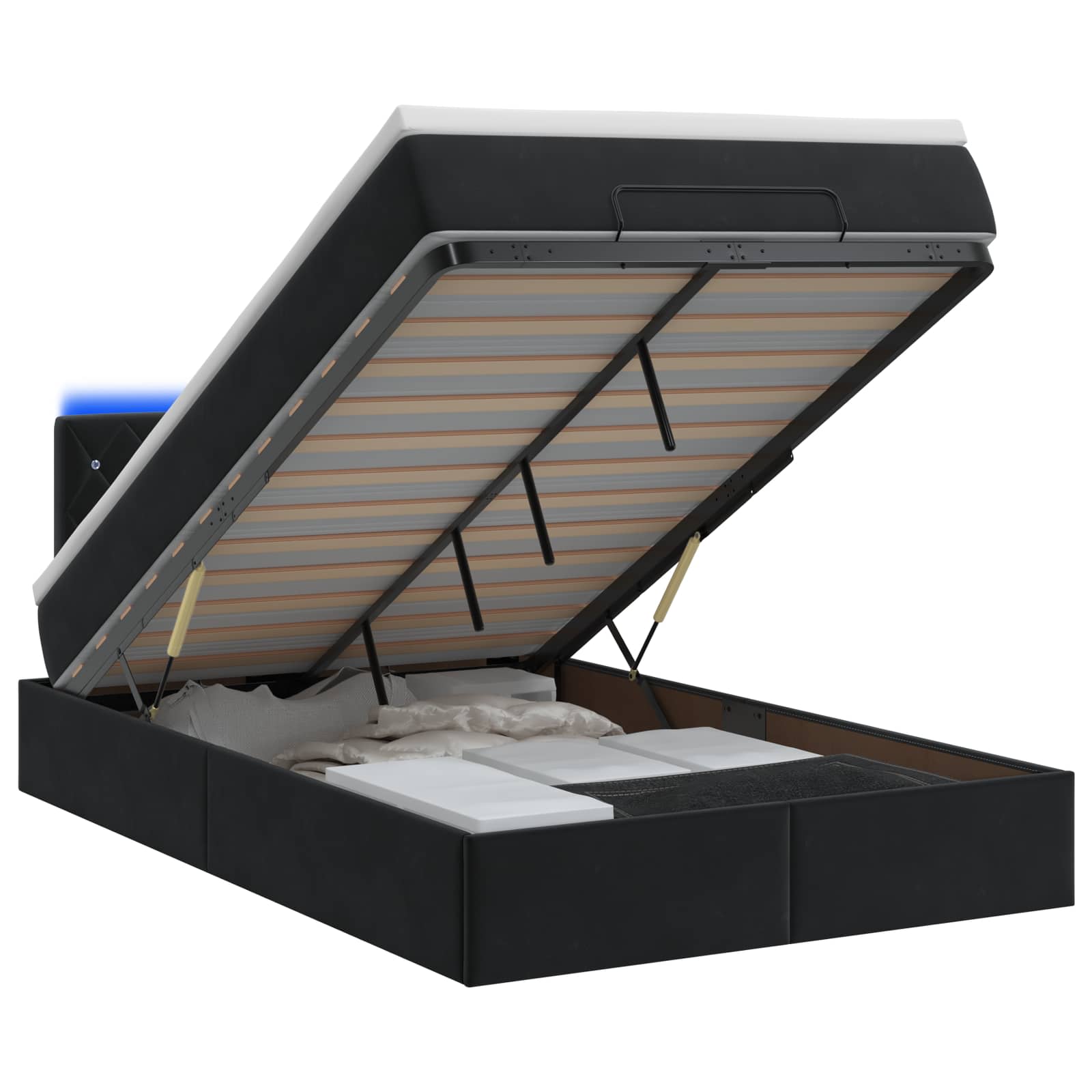3457061_1.jpg vidaXL Ottoman posteľ s matracom a LED Čierna 120 x 200 cm Zamat – Obrázok 1