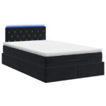 vidaXL Ottoman posteľ s matracom a LED Čierna 120 x 200 cm Zamat – Obrázok 7