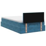 vidaXL Ottoman posteľ s matracom a LED Tmavo modrá 120 x 200 cm Zamat – Obrázok 8