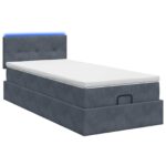 vidaXL Ottoman posteľ s matracom a LED Tmavosivá 80 x 200 cm Zamat – Obrázok 7