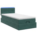 vidaXL Ottoman posteľ s matracom a LED Tmavozelená 90 x 190 cm Zamat – Obrázok 7
