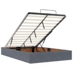 vidaXL Ottoman posteľ s matracom a LED Tmavosivá 120 x 200 cm Zamat – Obrázok 4