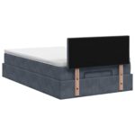 vidaXL Ottoman posteľ s matracom a LED Tmavosivá 120 x 200 cm Zamat – Obrázok 8