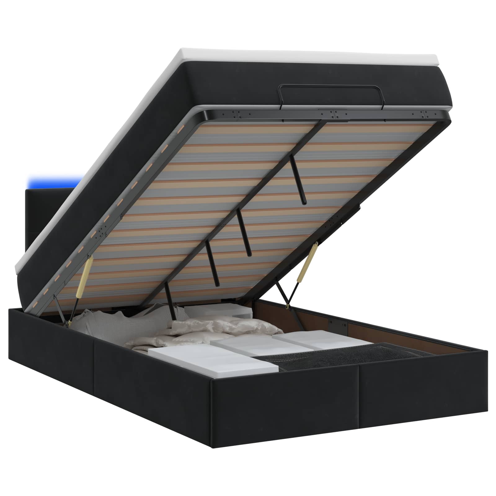 3457133_1.jpg vidaXL Ottoman posteľ s matracom a LED Čierna 120 x 200 cm Zamat – Obrázok 1