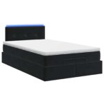 vidaXL Ottoman posteľ s matracom a LED Čierna 120 x 200 cm Zamat – Obrázok 7
