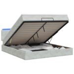 vidaXL Ottoman posteľ s matracom a LED Svetlosivá 140 x 190 cm Zamat