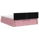 vidaXL Ottoman posteľ s matracom a LED Ružová 140 x 190 cm Zamat – Obrázok 8