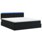 vidaXL Ottoman posteľ s matracom a LED Čierna 140 x 200 cm Zamat – Obrázok 7