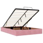 vidaXL Ottoman posteľ s matracom a LED Ružová 140 x 200 cm Zamat – Obrázok 4