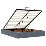vidaXL Ottoman posteľ s matracom a LED Tmavosivá 160 x 200 cm Zamat – Obrázok 4