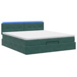 vidaXL Ottoman posteľ s matracom a LED Tmavozelená 180 x 200 cm Zamat – Obrázok 7