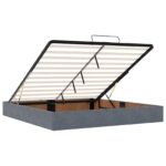 vidaXL Ottoman posteľ s matracom a LED Tmavosivá 200 x 200 cm Zamat – Obrázok 4