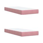 vidaXL Ottoman posteľ s matracom a LED Ružová 200 x 200 cm Zamat – Obrázok 5