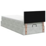 vidaXL Ottoman posteľ s matracom a LED Svetlosivá 90 x 190 cm Zamat – Obrázok 8