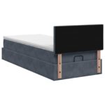 vidaXL Ottoman posteľ s matracom a LED Tmavosivá 90 x 190 cm Zamat – Obrázok 8